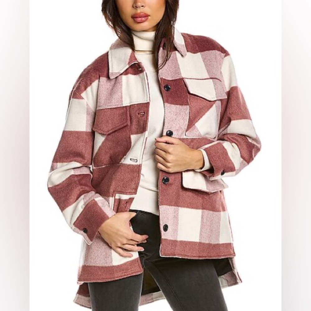 Elevenparis Oversized Plaid Shacket/Coat in Rust and Cream - Size S (NWOT)